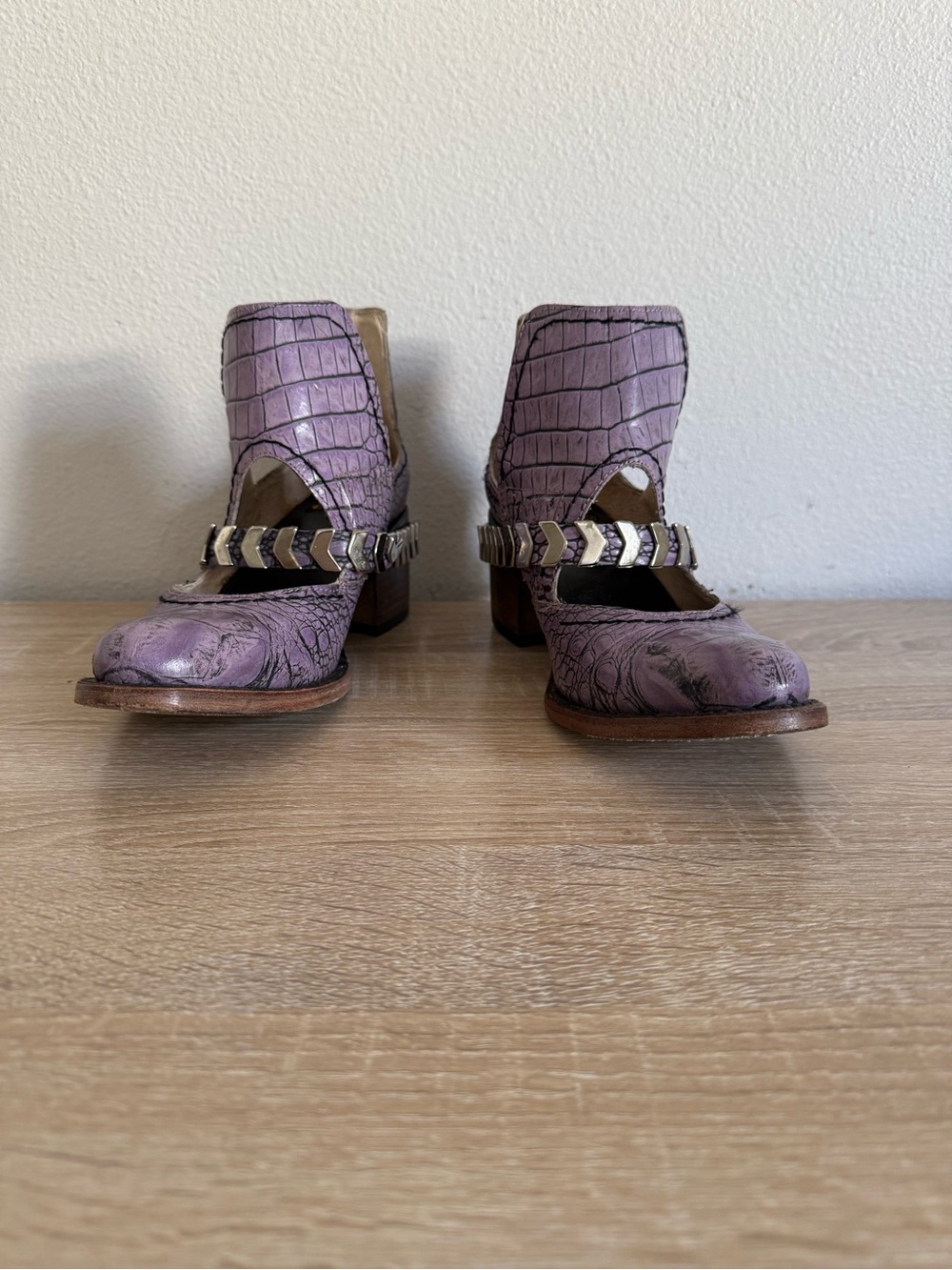 Freebird by Steven Blade purple croco ankle booties Sz 8 - Picture 5 of 9